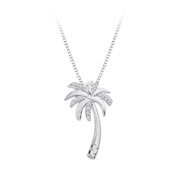 KATARINA Sapphire Gemstone Palm Tree Pendant Necklace in Gold or Silver 1/4 cttw KATARINA Sapphire Gemstone Palm Tree Pendant Necklace in Gold or Silver 1/4 cttw